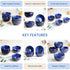 Blue Ribbed Ceramic Bowl Set of 6, 320ML